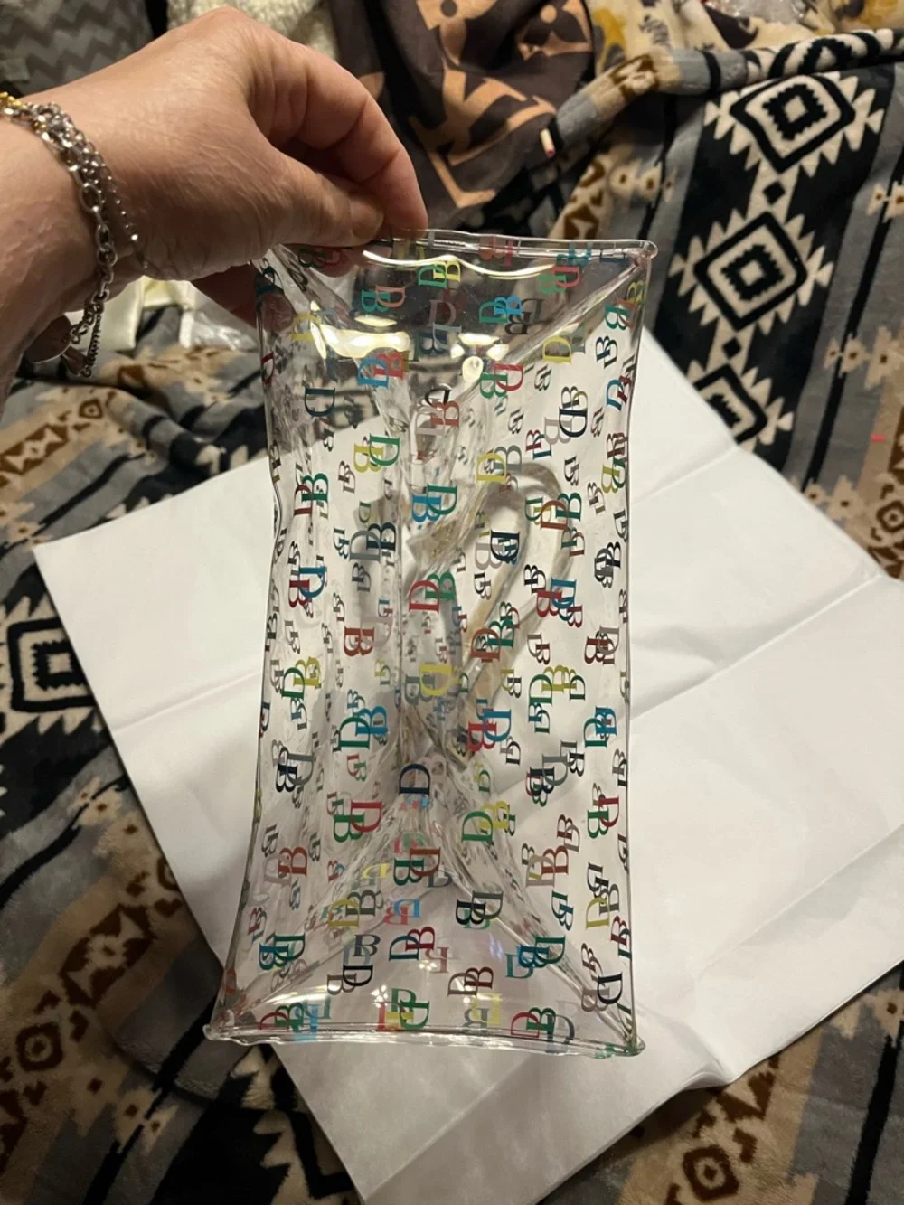 Dooney & Bourke NWT Clear Tote with Multicolor DB Logo and Cream Handles - Picture 8 of 10